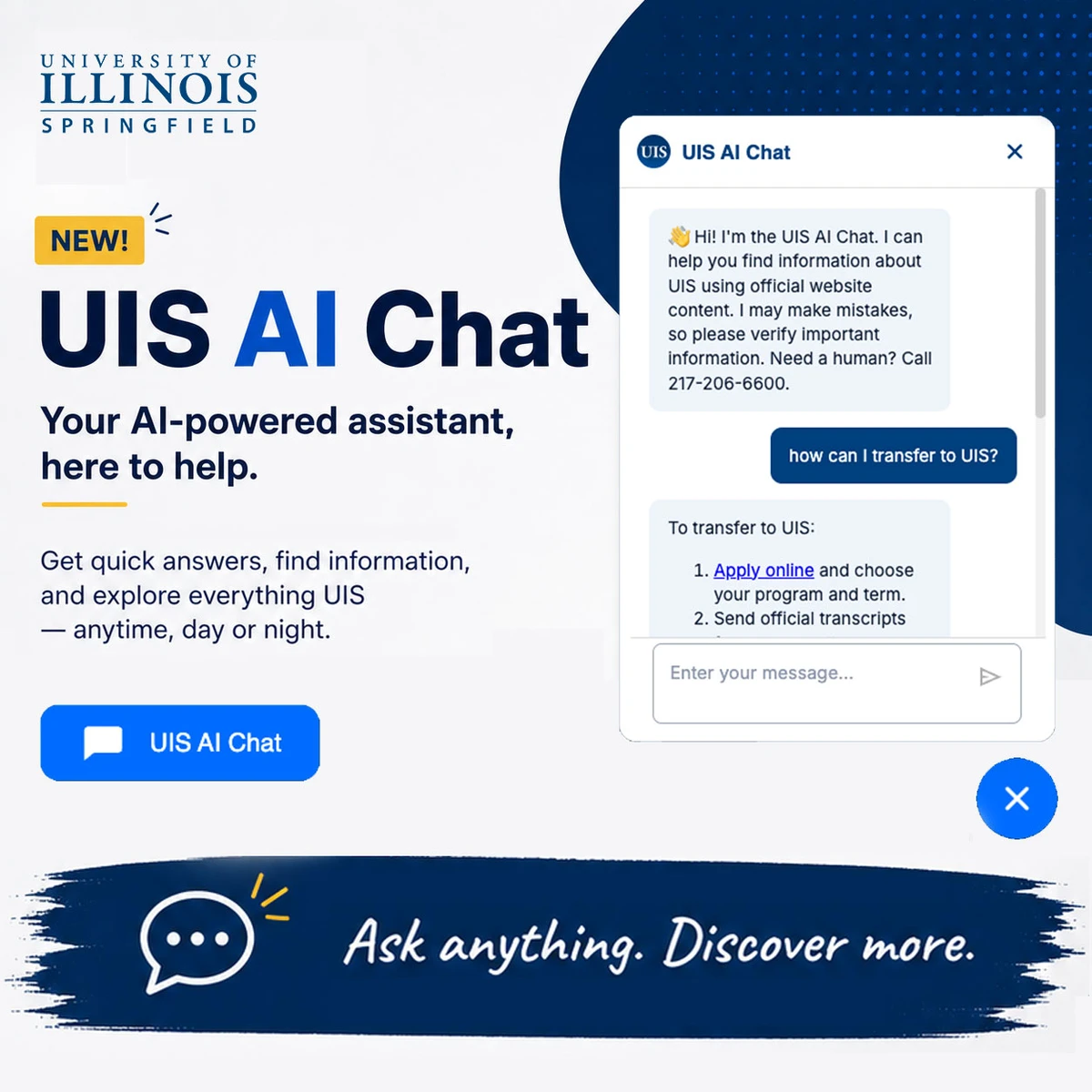 Uis ai chat ad showing the chat box and text.
